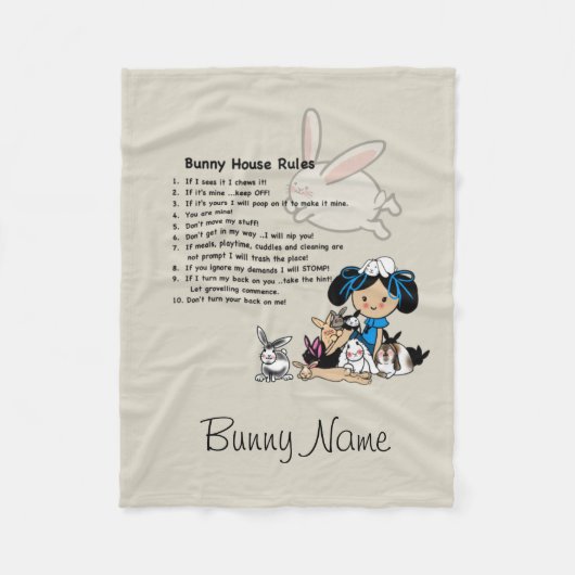 Bunny Rabbit Fleece - HouseRules Gepersonaliseerd Deken (Voorkant)