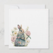 Bunny Rabbit Floral Baby Girl Uitnodiging (Achterkant)