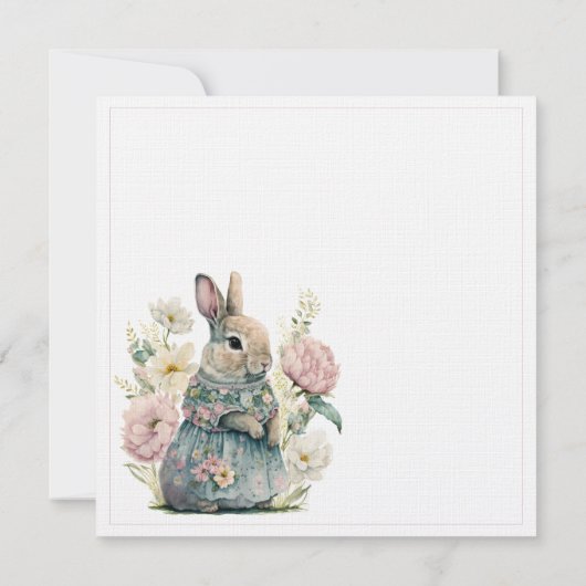 Bunny Rabbit Floral Baby Girl Uitnodiging (Achterkant)