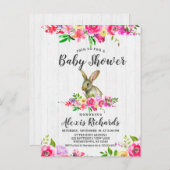 Bunny Rabbit Floral Baby Girl Uitnodiging (Voorkant / Achterkant)