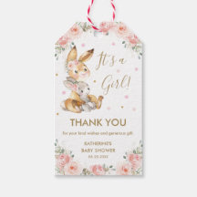 Bunny Rabbit Floral Baby shower Dank je wel Favor