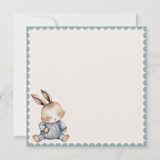 Bunny Rabbit Floral Blue Baby shower (Achterkant)