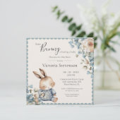 Bunny Rabbit Floral Blue Baby shower (Staand voorkant)