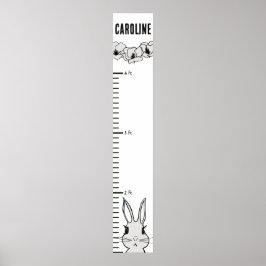 Bunny Rabbit Floral Growth Chart Poster