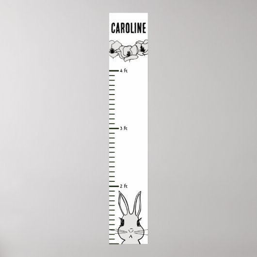 Bunny Rabbit Floral Growth Chart Poster (Voorkant)