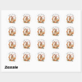 Bunny Rabbit Floral Krans Pasen Ronde Sticker (Vel)