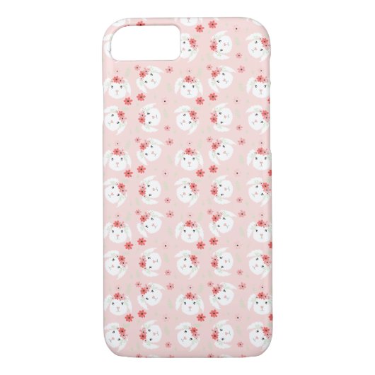 Bunny Rabbit Flower Crown Pattern roze Case-Mate iPhone Case (Achterkant)