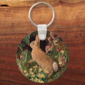 Bunny Rabbit Flower Fern  Woodland Spring Sleutelhanger (Voorkant)