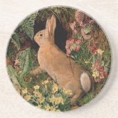 Bunny Rabbit Flower Fern  Woodland Spring Zandsteen Onderzetter (Voorkant)