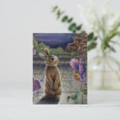 Bunny Rabbit & Flowers Night Dreaming Briefkaart (Staand voorkant)