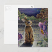 Bunny Rabbit & Flowers Night Dreaming Briefkaart (Voorkant / Achterkant)