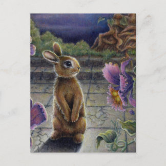 Bunny Rabbit & Flowers Night Dreaming Briefkaart