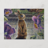 Bunny Rabbit & Flowers Night Dreaming Briefkaart (Voorkant)