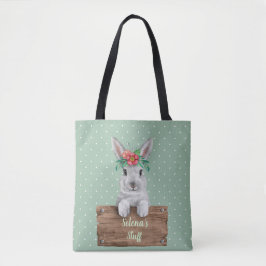 Bunny Rabbit - Gepersonaliseerd teken - Groene poo Tote Bag