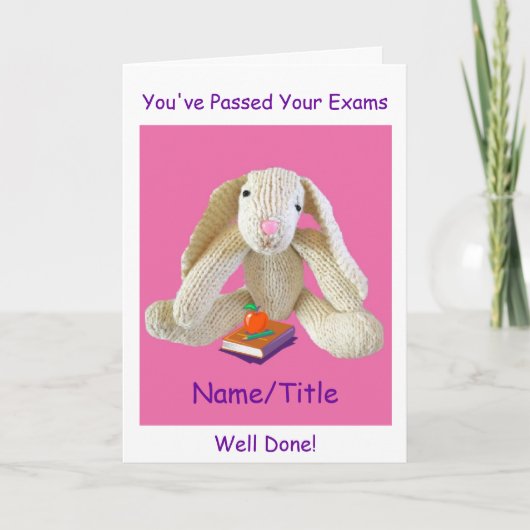 Bunny Rabbit geslaagd voor je examens Groetjes Kaa Feestdagen Kaart (Voorkant)