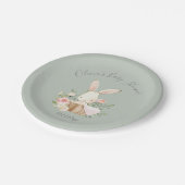 Bunny Rabbit Girl Baby Sage Green Paper Borden Papieren Bordje (Gekanteld)