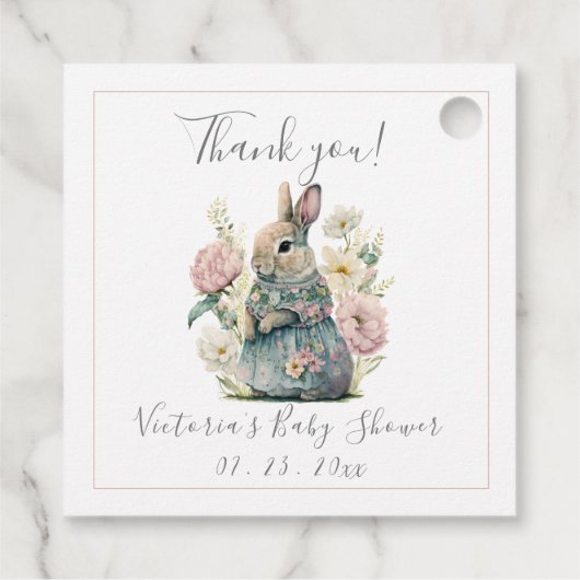 Bunny Rabbit Girl Baby shower Bedankjes Labels (Achterkant)