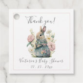 Bunny Rabbit Girl Baby shower Bedankjes Labels (Voorkant)