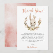 Bunny Rabbit Girl Baby shower Bedankkaart (Voorkant / Achterkant)