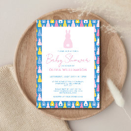 Bunny Rabbit Girl Baby shower Kaart