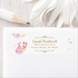 Bunny Rabbit Girl Baby shower Return Address Label
