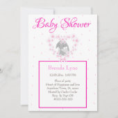 Bunny Rabbit Girl Pink Baby shower uitnodiging Pos (Voorkant)