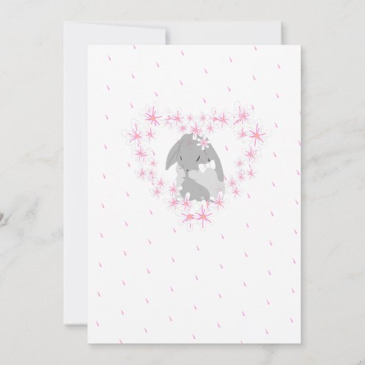 Bunny Rabbit Girl Pink Baby shower uitnodiging Pos (Achterkant)