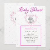 Bunny Rabbit Girl Pink Baby shower uitnodiging Pos (Voorkant / Achterkant)