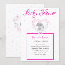 Bunny Rabbit Girl Pink Baby shower uitnodiging Pos
