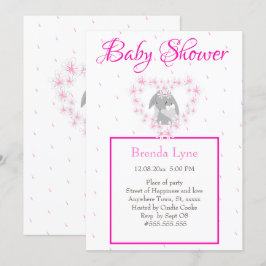 Bunny Rabbit Girl Pink Baby shower uitnodiging Pos