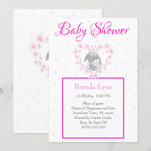 Bunny Rabbit Girl Pink Baby shower uitnodiging Pos