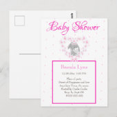 Bunny Rabbit Girl Pink Baby shower uitnodiging Pos (Voorkant / Achterkant)