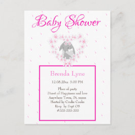 Bunny Rabbit Girl Pink Baby shower uitnodiging Pos