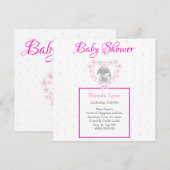 Bunny Rabbit Girl Pink Baby shower uitnodiging Pos (Voorkant / Achterkant)