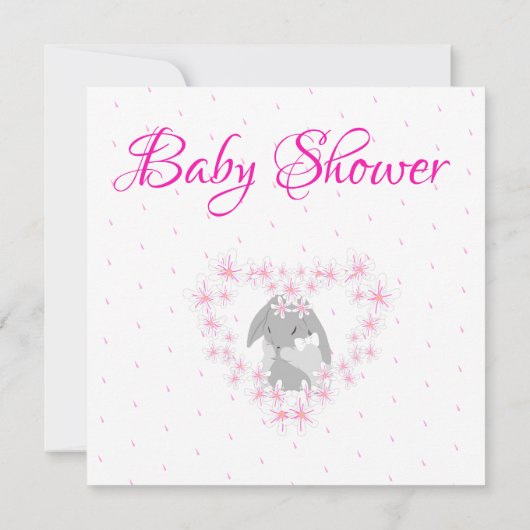 Bunny Rabbit Girl Pink Baby shower uitnodiging Pos (Achterkant)