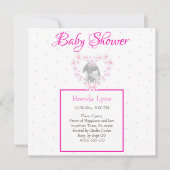 Bunny Rabbit Girl Pink Baby shower uitnodiging Pos (Voorkant)