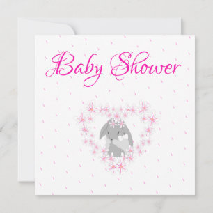 Bunny Rabbit Girl Pink Baby shower uitnodiging Pos