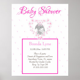 Bunny Rabbit Girl Pink Baby shower uitnodiging Pos Poster