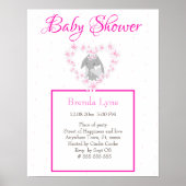 Bunny Rabbit Girl Pink Baby shower uitnodiging Poster (Voorkant)