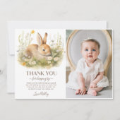 Bunny Rabbit Girl Verjaardagsfeestje Foto Bedankkaart (Voorkant)