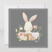 Bunny Rabbit Gray Baby shower Invitation (Achterkant)