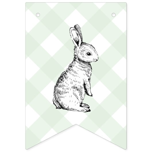 Bunny Rabbit Green Gingham Baby shower Bunting Vlaggetjes (Tweede vlag)