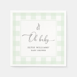 Bunny Rabbit Green Gingham Oh Baby Paper Napkin Servet