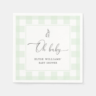Bunny Rabbit Green Gingham Oh Baby Paper Napkin Servet