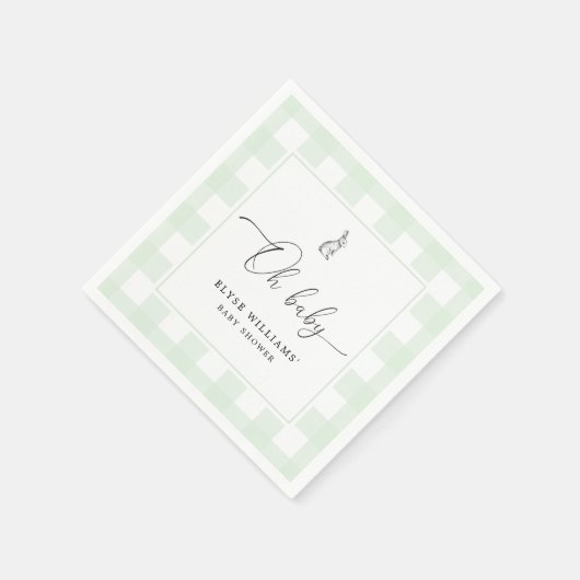 Bunny Rabbit Green Gingham Oh Baby Paper Napkin Servet (Hoek)