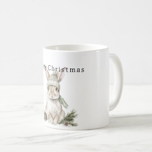 Bunny Rabbit Green Hat Christmas Koffiemok (Voorkant rechts)