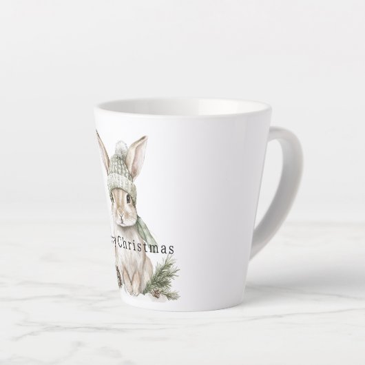 Bunny Rabbit Green Hat Christmas Latte Mok (Rechterhoek)