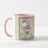 Bunny Rabbit Heart Pink Green Scroll Designer Mok (Links)