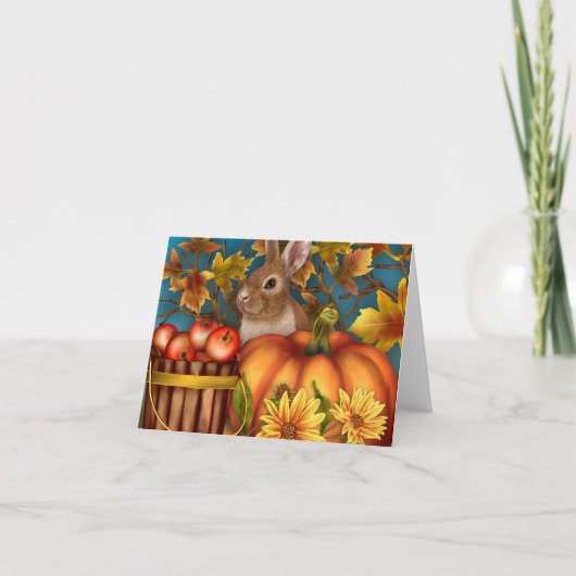 Bunny Rabbit Herfst Notecard Feestdagen Kaart (Voorkant)