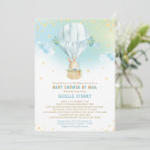 Bunny Rabbit Hot Air Balloon Baby shower per post Kaart (Staand voorkant)